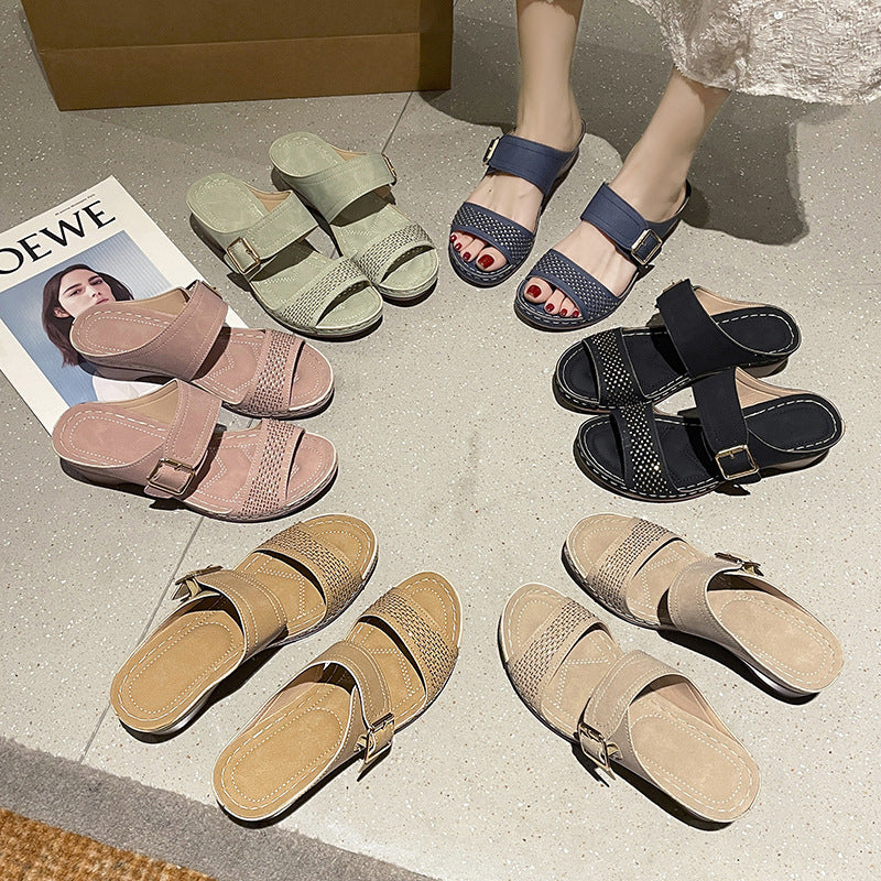 Damen Komfortable Clogs mit hochwertiger Schnallenverzierung EB