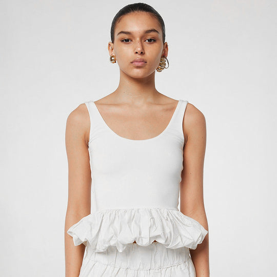 Damen Top mit voluminösem Rüschensaum EB