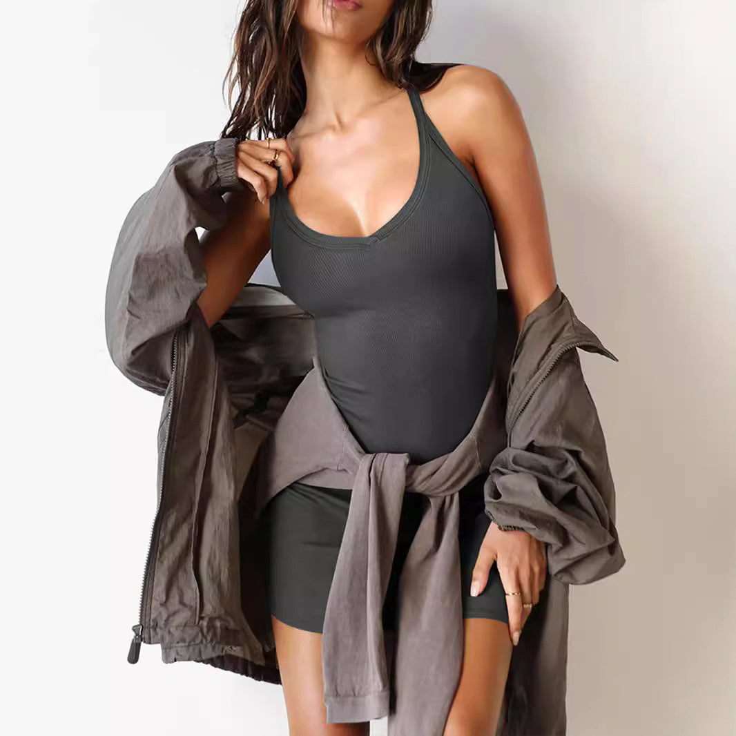 Damen figurbetontes Spaghettiträger Kleid EB