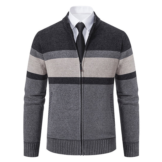 Herren Strickjacke mit strukturiertem Design und hochschließendem Kragen EB