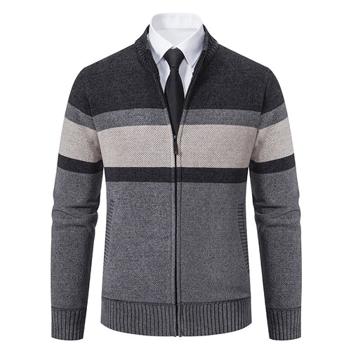 Herren Strickjacke mit strukturiertem Design und hochschließendem Kragen EB