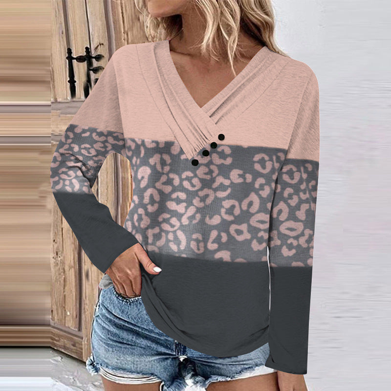 Damen Gerippter V-Ausschnitt Pullover mit Farbverlauf, Zierknöpfen und legerer Passform EB