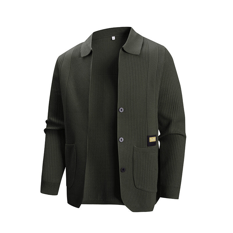 Herren Strickjacke mit modernem Rippmuster und praktischen Taschen EB