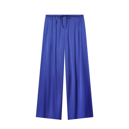 Damen nan luftig-weite Palazzo-Hose mit elastischem Bund und Kordelzug EB