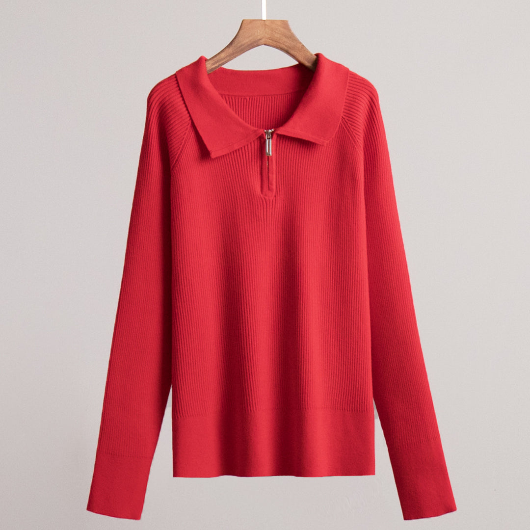 Damen Gemütlicher Feinstrickpullover mit Kängurutasche und Kragen EB