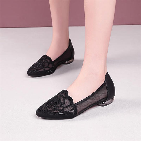 Damen Ballerinas mit eleganten Spitzen und flacher Sohle EB