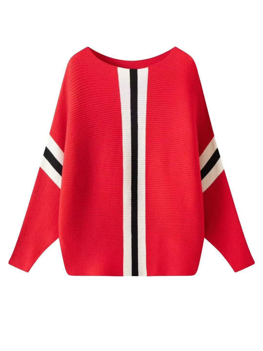 Damen Grobstrickpullover mit modernen Streifen EB