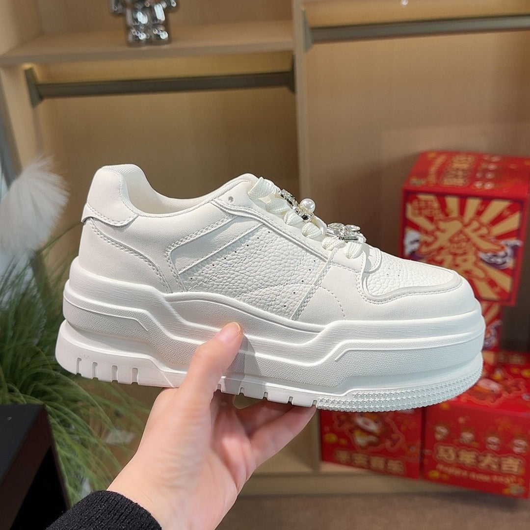 Damen modische Plateau-Sneaker mit besonderem Glitzerverzierung und atmungsaktiver Struktur EB