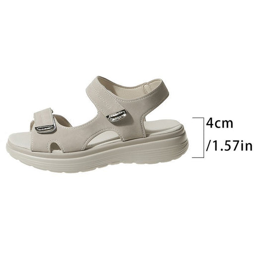 Damen Komfortable Plateau-Sandalen mit verstellbarem Riemen und ergonomischem Fußbett EB