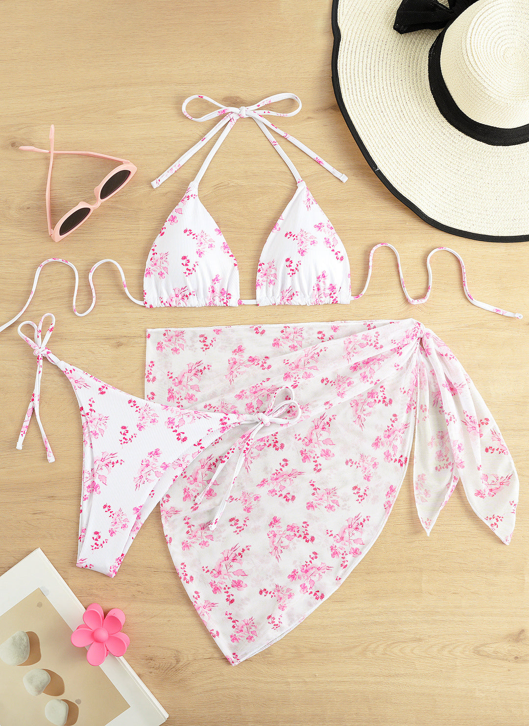 Damen Triangel-Bikini-Set mit elegantem Wickelrock EB