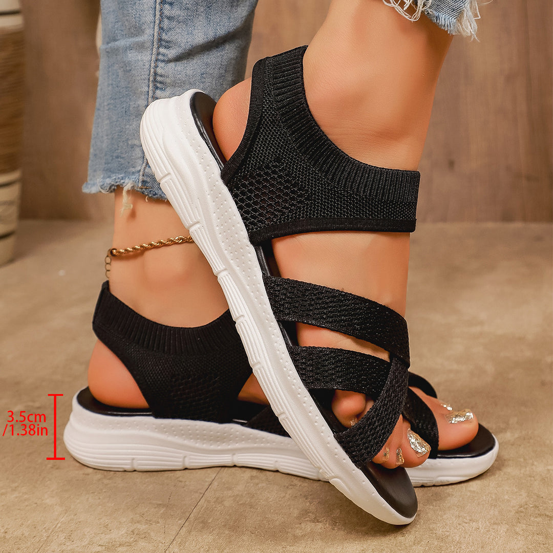 Damen Sportliche Freizeitsandalen mit atmungsaktiver Strickoberfläche EB