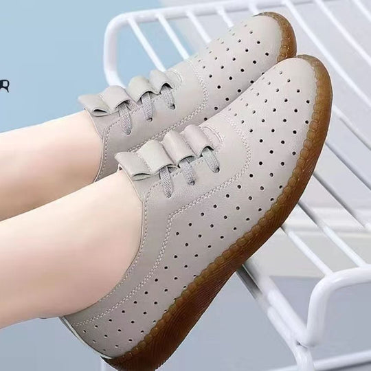 Damen atmungsaktive Sneaker mit modischem Lochdesign und rutschfester Sohle EB