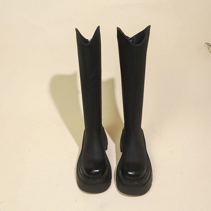 Damen kniehohe Stiefel mit elegantem Schnitt und robuster Sohle EB