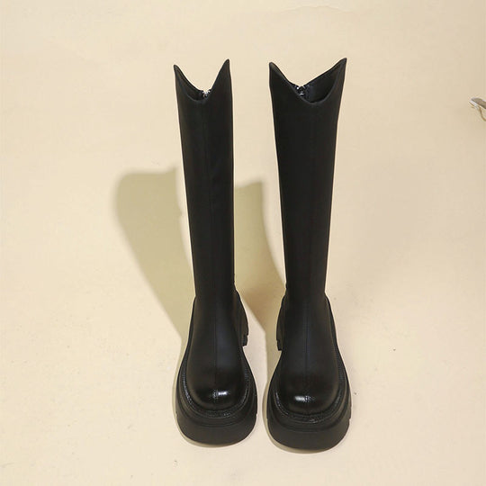 Damen kniehohe Stiefel mit elegantem Schnitt und robuster Sohle EB