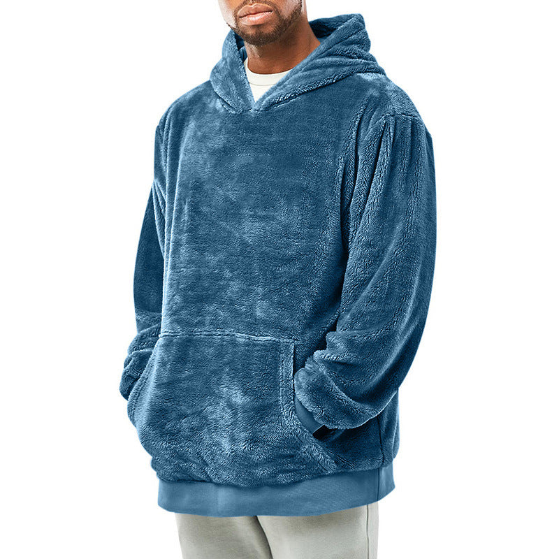 Herren kuscheliger Hoodie mit praktischen Kängurutaschen und hohem Kragen EB