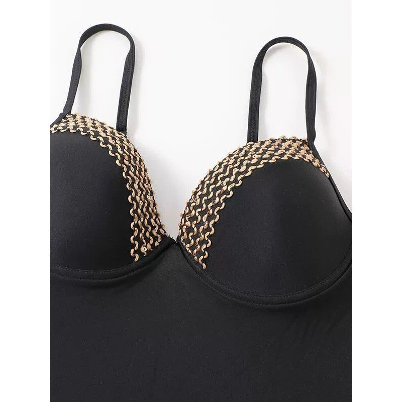 Damen Einteiler Badeanzug mit eleganten Überwurf-Details EB