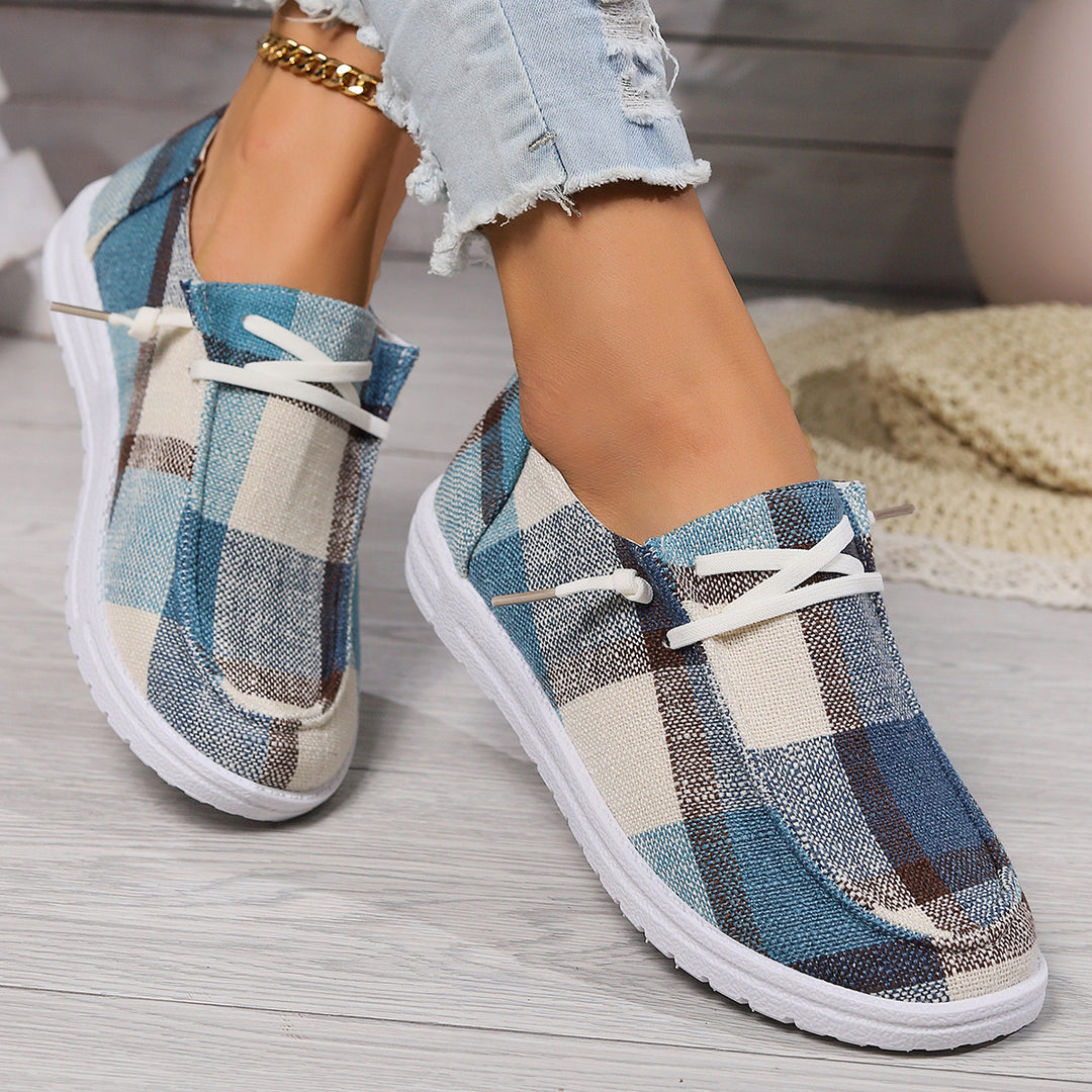 Damen Casual Sneakers im modischen Karomuster EB