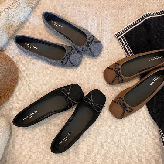Damen Ballerinas aus hochwertigem Filz mit verspieltem Schleifendetail EB