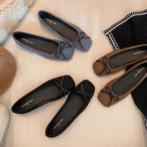Damen Ballerinas aus hochwertigem Filz mit verspieltem Schleifendetail EB