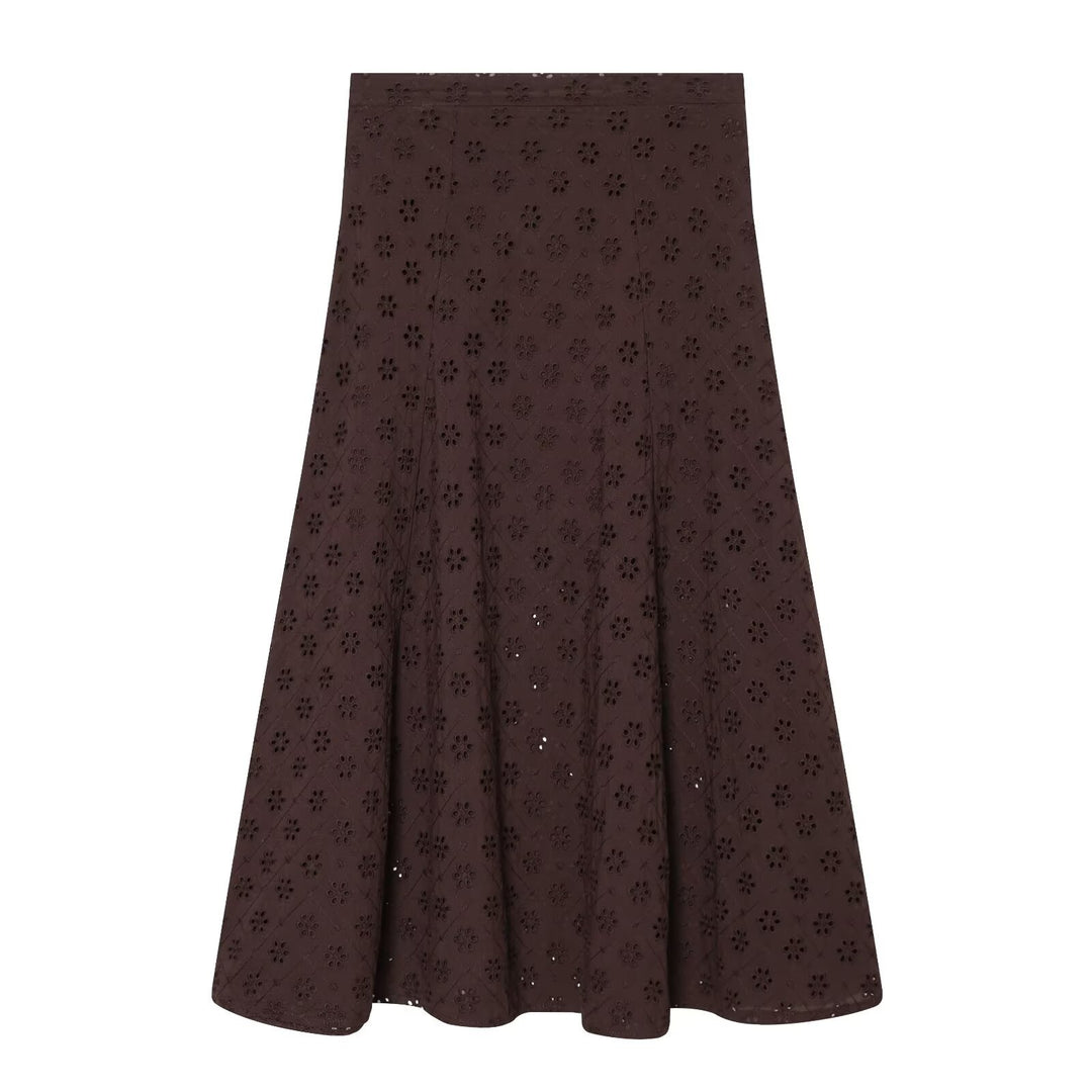 Damen Midirock mit feiner Lochstickerei EB