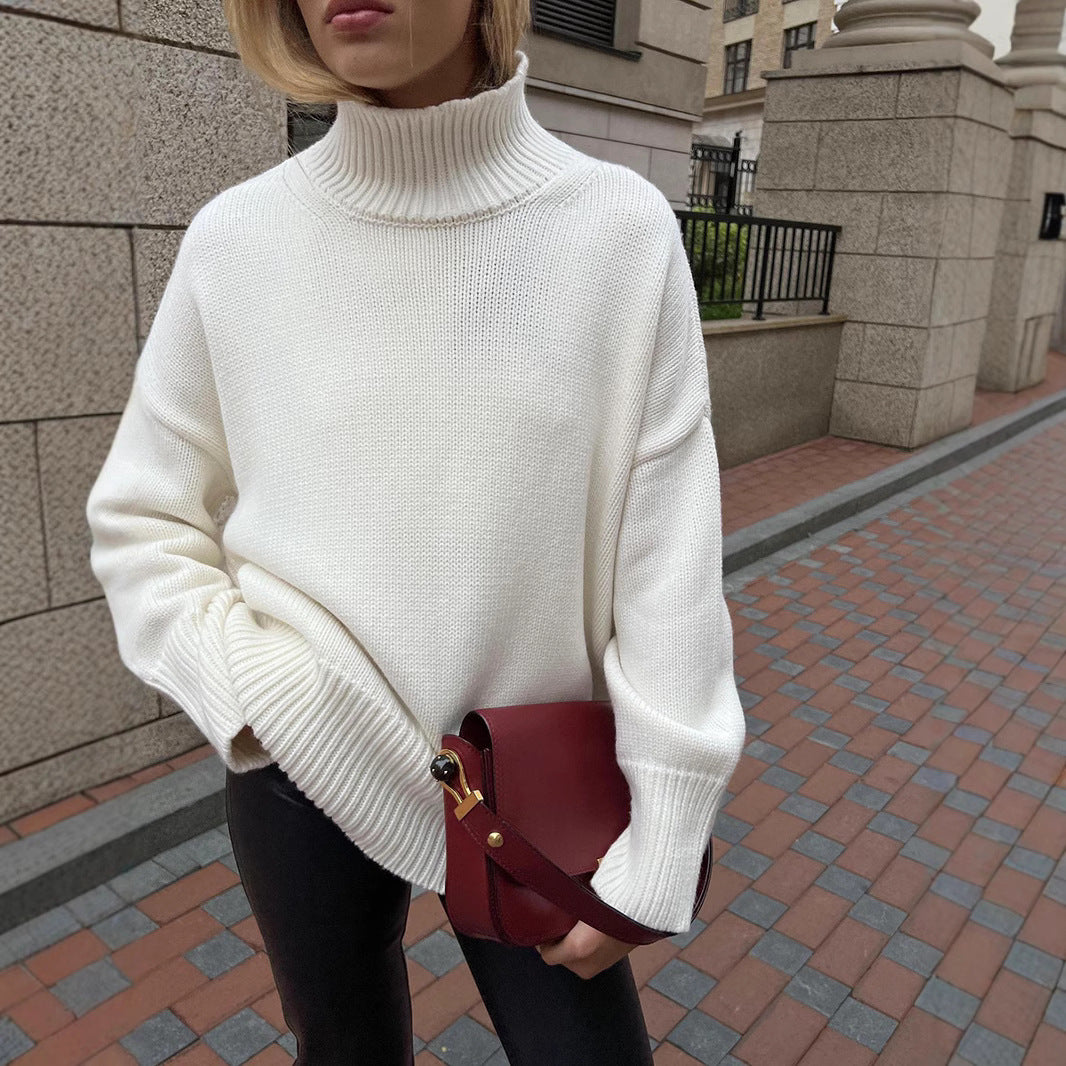 Damen Oversized Rollkragenpullover aus weichem Strick EB