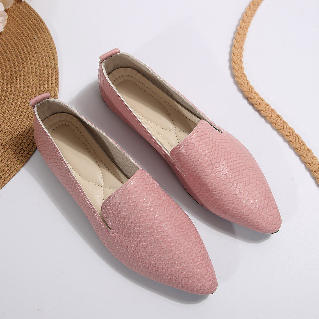 Damen Mokassin-Schuhe mit eleganter reptilartiger Optik und komfortablem Fußbett EB