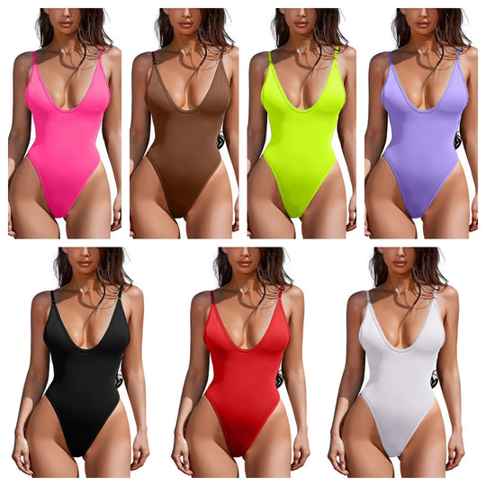 Damen Designer Badeanzug mit elegantem V-Ausschnitt EB