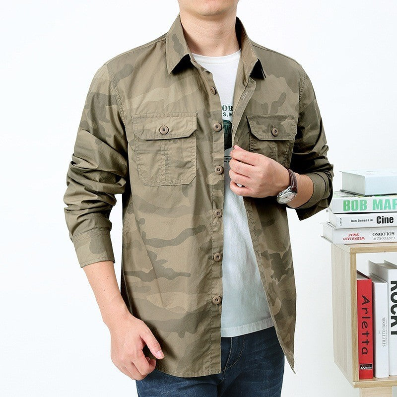 Herren nan Utility-Hemdjacke mit zwei Klappbrusttaschen und geradem Schnitt EB