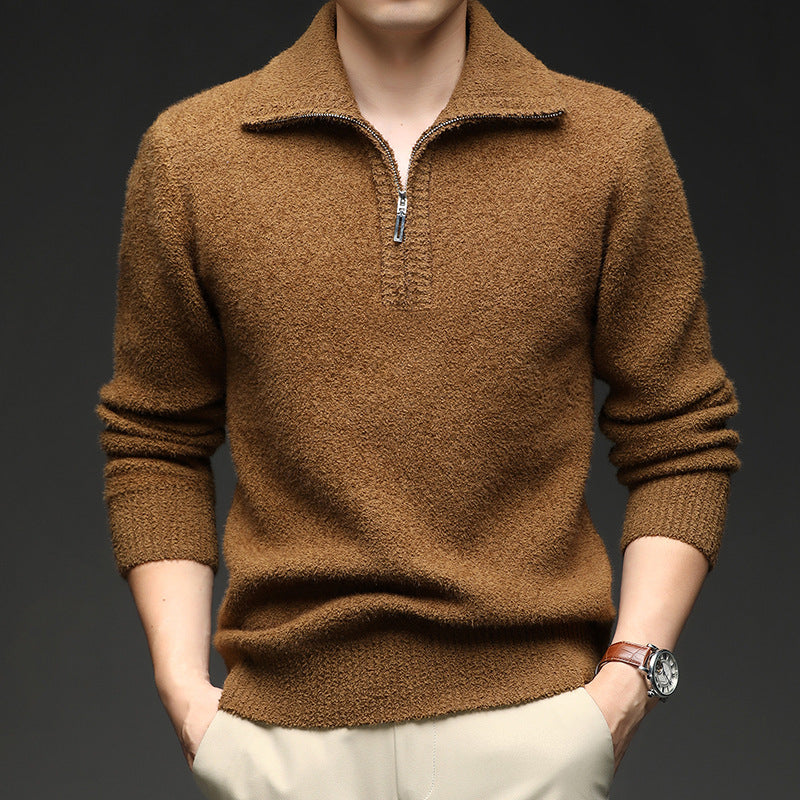 Herren Pullover mit hohem Kragen und Reißverschluss EB