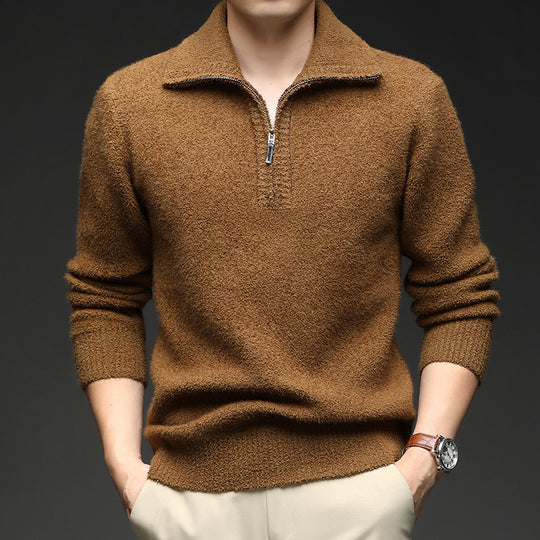 Herren Pullover mit hohem Kragen und Reißverschluss EB
