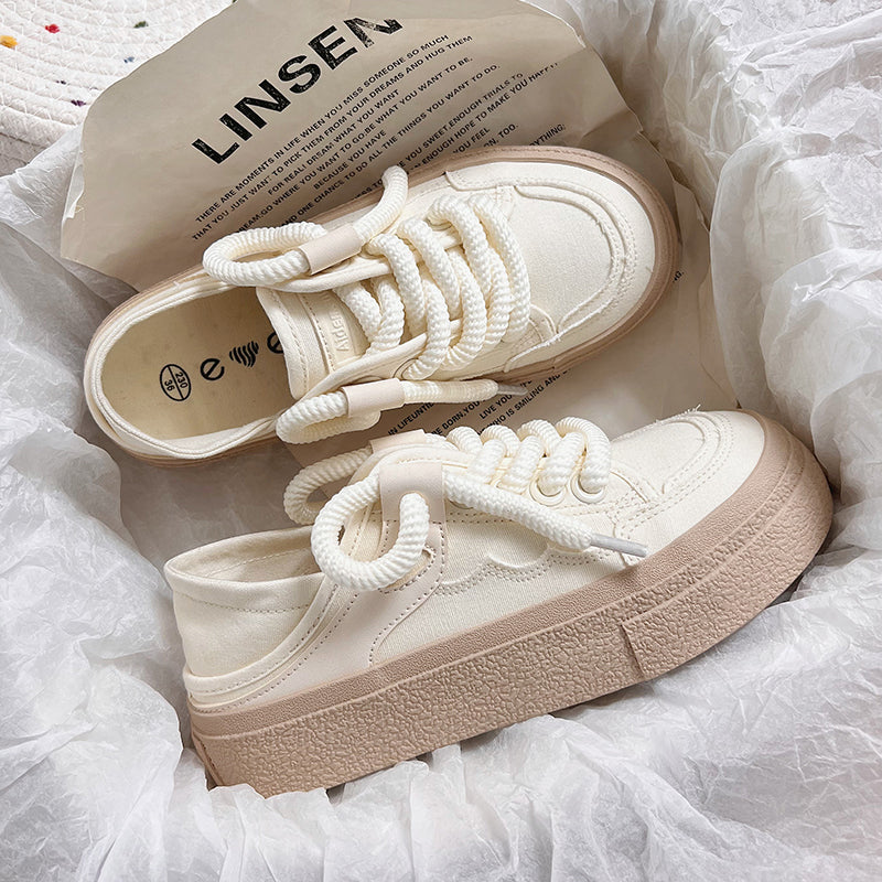 Damen Komfortable Sneakers aus robustem Canvas mit dickem Sohlenprofil EB