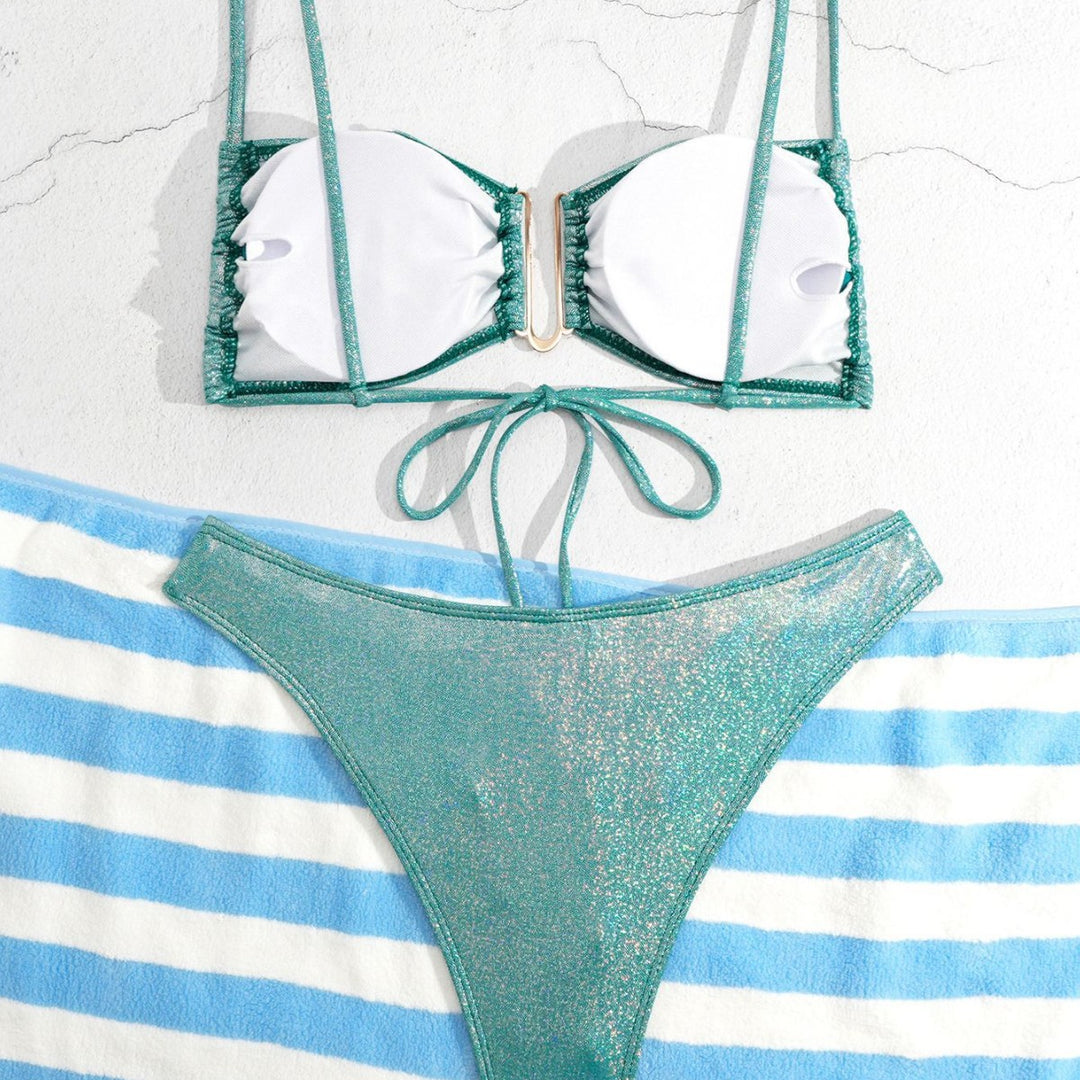 Damen Glänzender Bikini mit feinen Trägern EB