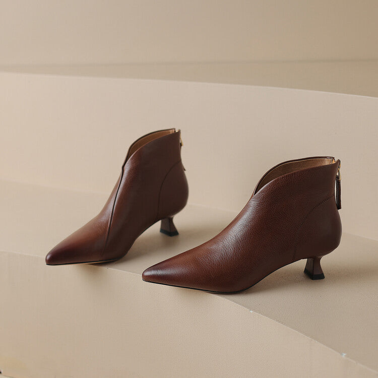 Damen nan spitze knöchelhohe Stiefelette mit niedrigem Pfennigabsatz und seitlichem Reißverschluss EB