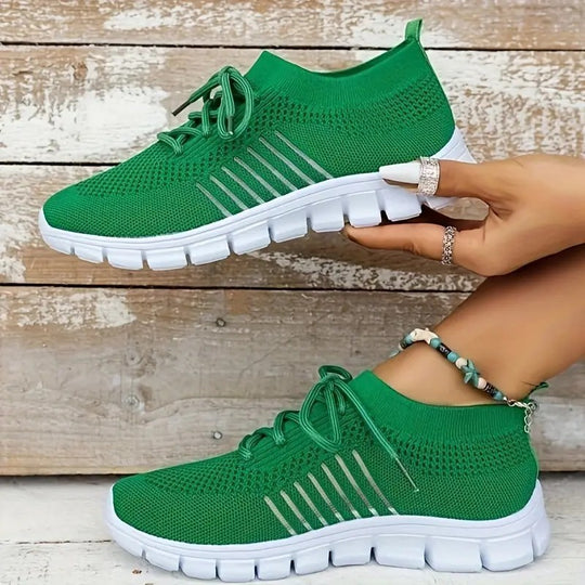 Damen  leichtes gestricktes Sneaker Slipper mit sockenähnlichem Schaft und flexibler Laufsohle EB