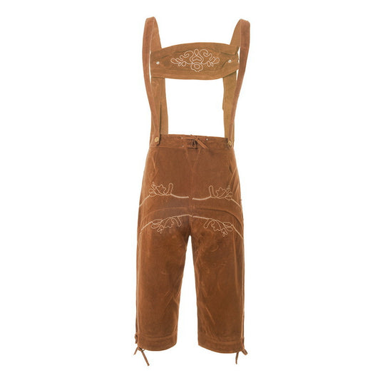 Herren nan traditionelle Wildleder Lederhose mit bestickten Trägern und Kniebund EB