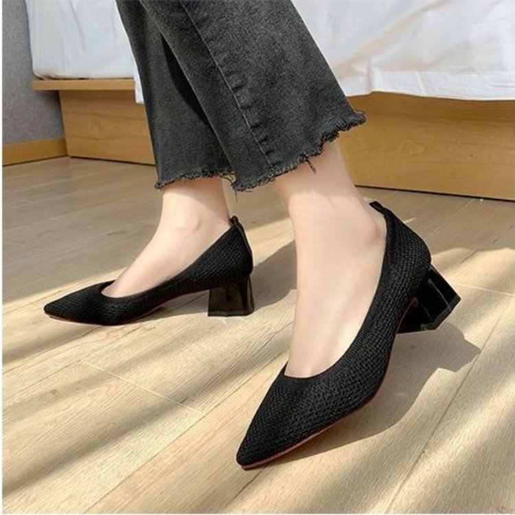 Damen elegante Pumps mit strukturierter Oberfläche und modischem Blockabsatz EB