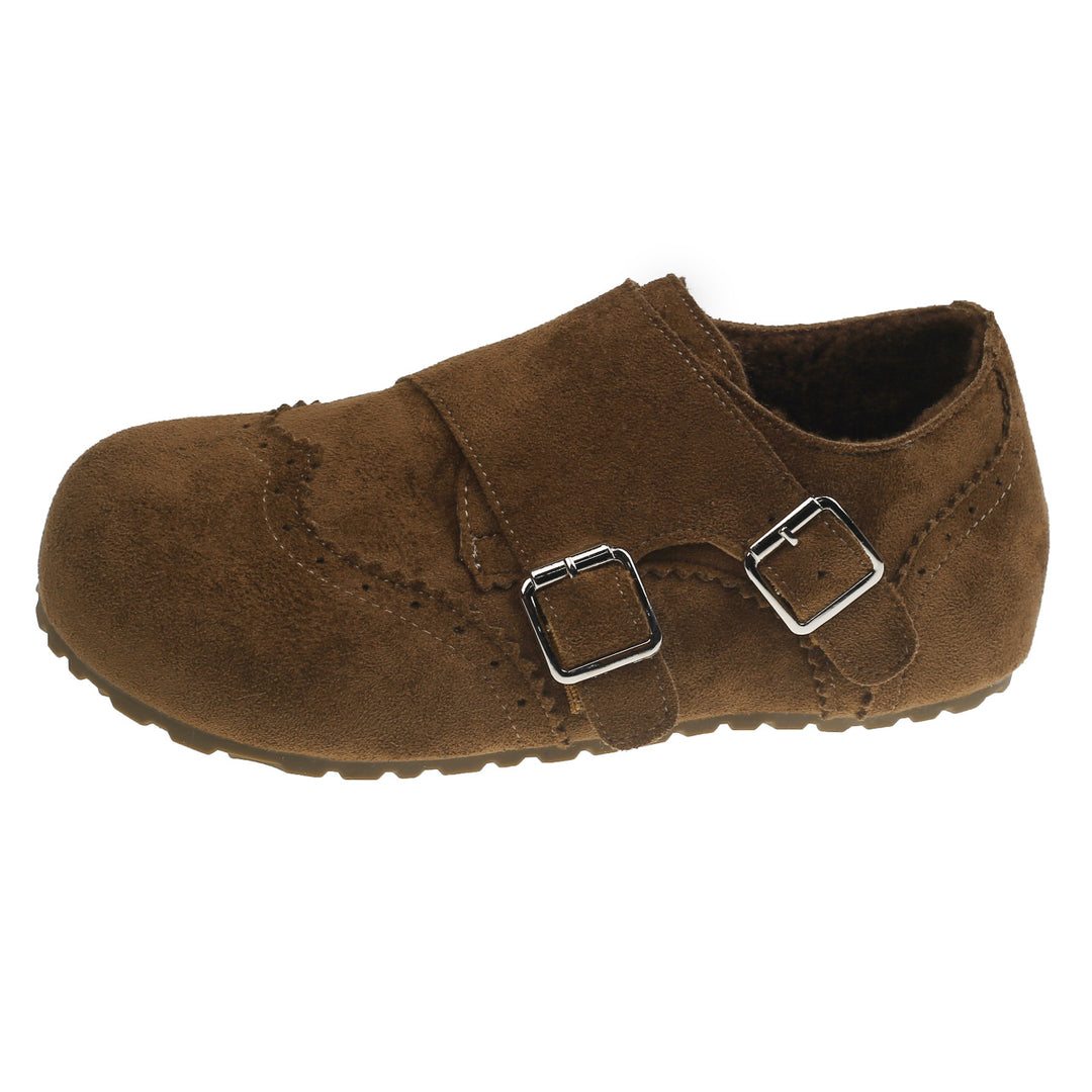 Damen komfortable Clogs aus weichem Wildleder mit modischem Schnallenverschluss EB