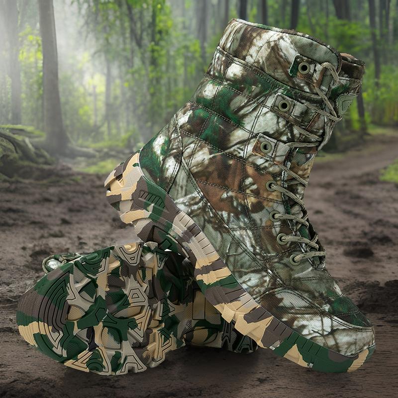 Herren hochgeschnittene Camo Einsatzstiefel mit schnelltrocknendem Obermaterial EB