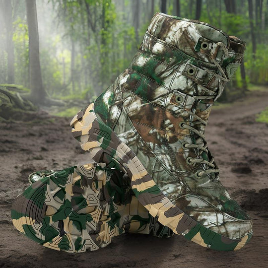 Herren hochgeschnittene Camo Einsatzstiefel mit schnelltrocknendem Obermaterial EB