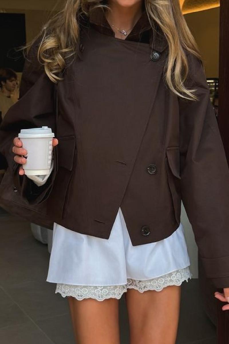 Damen Kurze Jacke mit lässigem Schnitt und großen Taschen EB