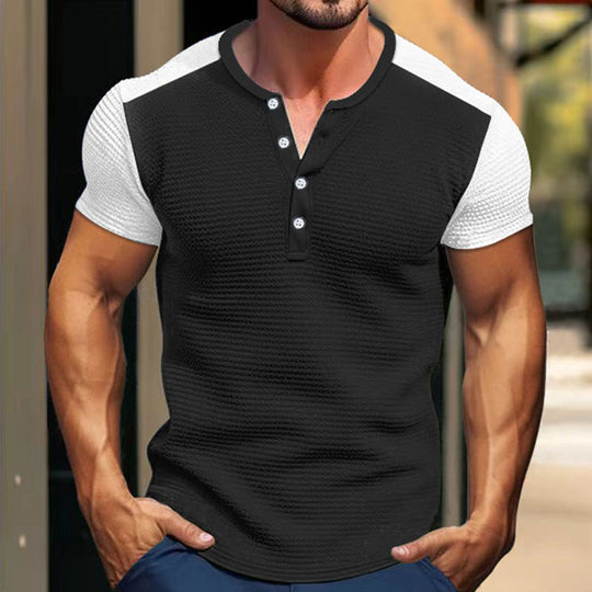 Herren nan kurzärmeliges Henleyshirt mit mittellanger Knopfleiste und Raglanärmeln EB