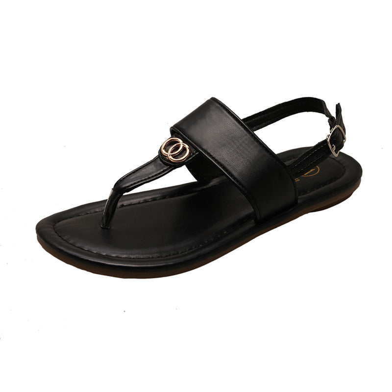 Damen Zehentrenner-Sandalen mit modischem Riemendesign und verstellbarem Riemen EB