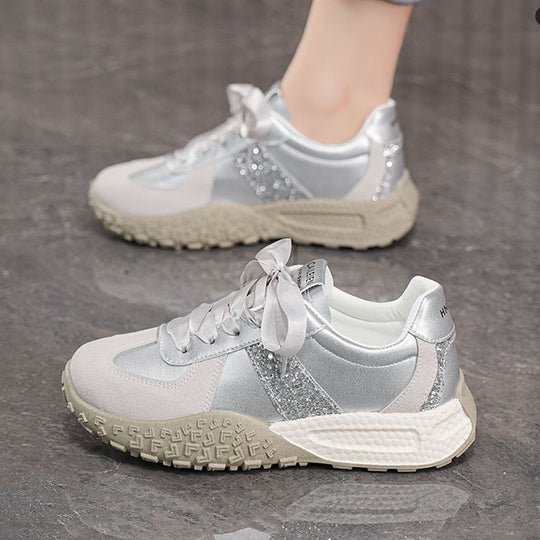 Damen Modische Sneakers mit Glitzer-Details und flexibler Sohle EB