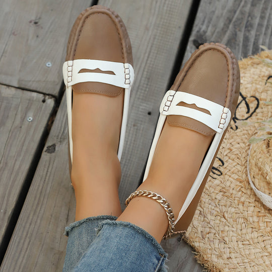 Damen  klassische Penny-Loafer aus weichem Kunstleder mit gesteppter Rahmennaht und gepolsterter Komfortinnensohle EB