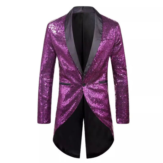 Herren Glitzernder Anzugblazer mit elegantem Schalkragen EB