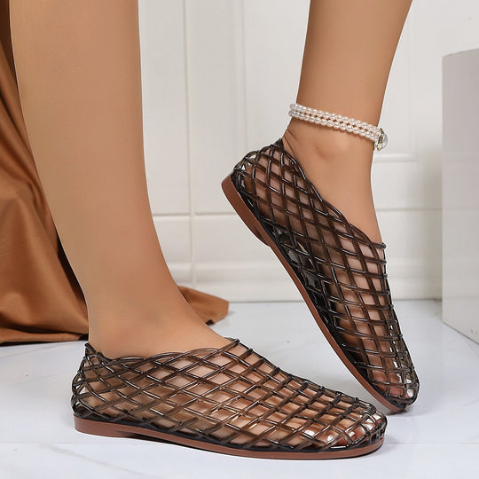 Damen Komfortable und atmungsaktive Clogs mit transparentem Design EB