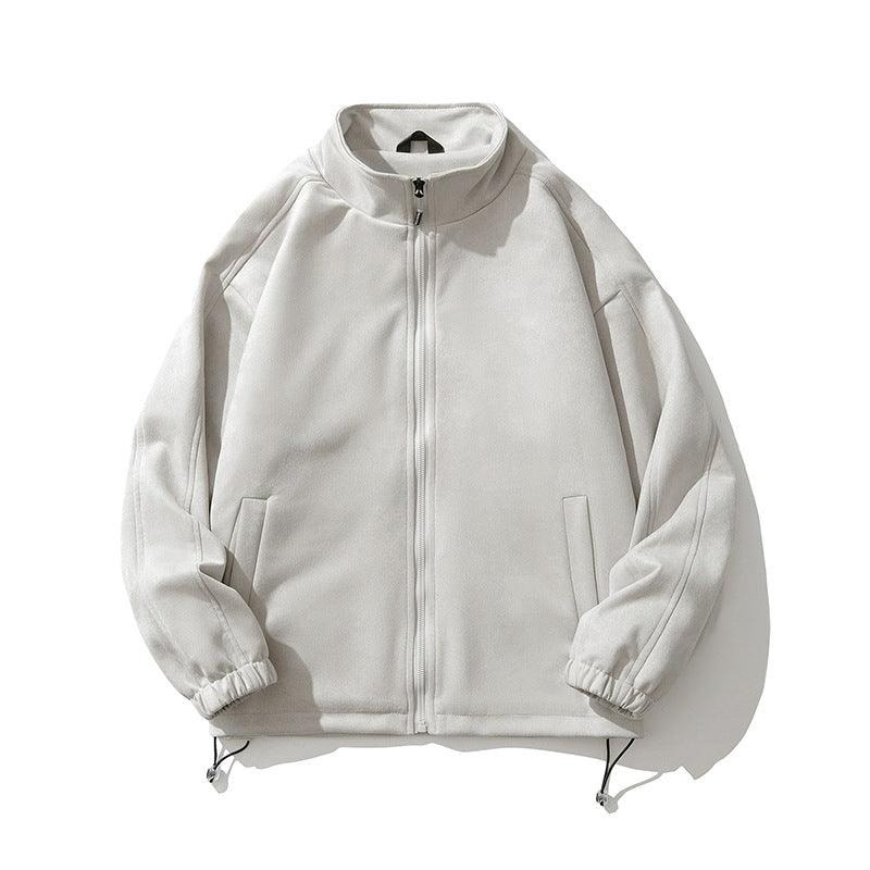 Damen sportliche Fleece-Jacke mit hohem Kragen und seitlichen Reißverschlusstaschen EB