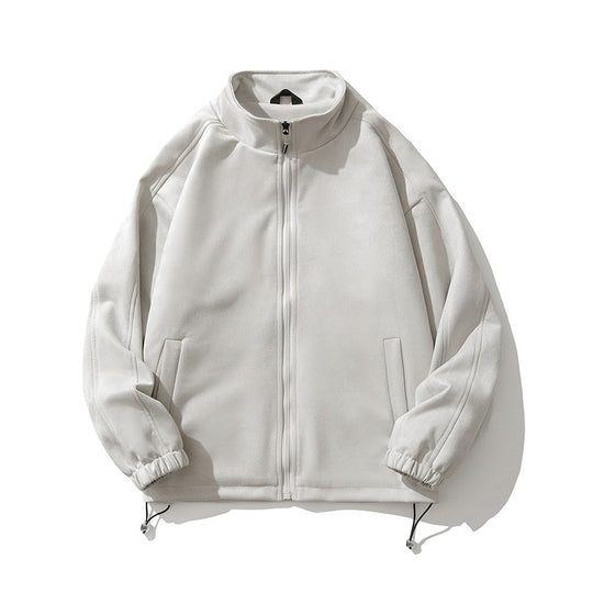 Damen sportliche Fleece-Jacke mit hohem Kragen und seitlichen Reißverschlusstaschen EB