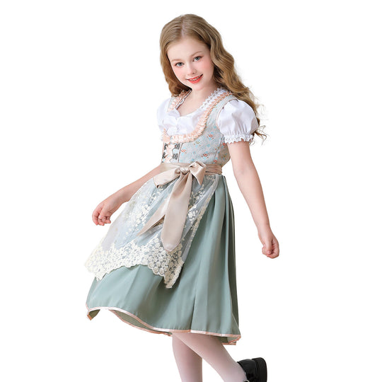 Damen nan elegantes Mädchen Trachtenkleid mit Rüschenkorsett und Spitzenstickerie EB