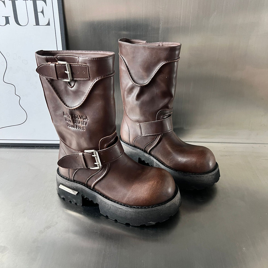 Damen modische Stiefel mit markantem Design und robustem Profil EB
